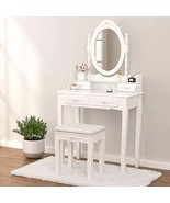 Vanity Table Set w/ 4 Drawers &amp; Oval Mirror - $179.89 CAD