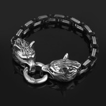 Ltic wolf head bracelets mens stainless steel oding wolf bangles amulet never fade gold thumb200