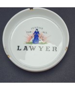 Vintage Justice For All Lawyer Lady Justice Ceramic Gold Trimmed Ashtray - £19.68 GBP