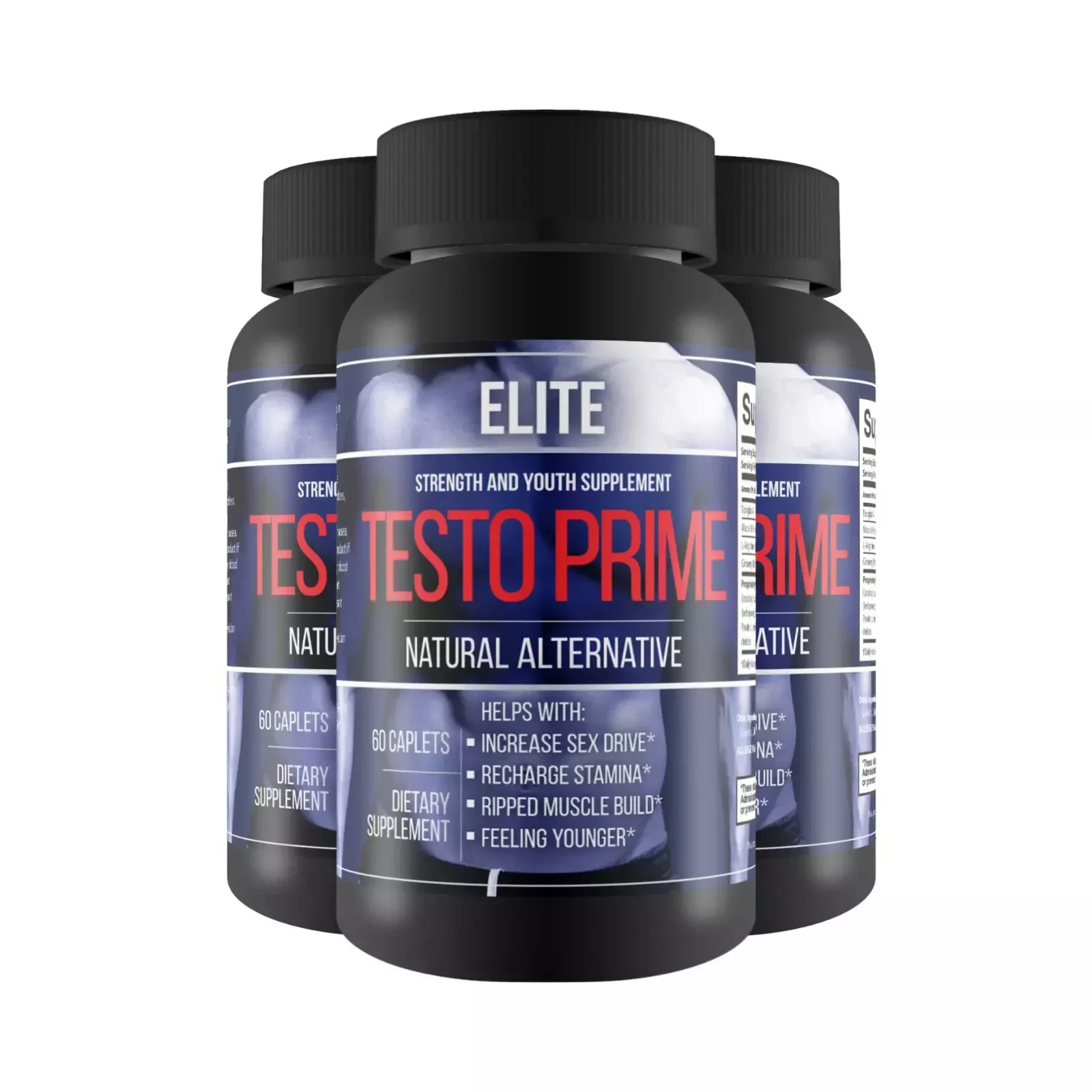 3-Pack Elite Testo Prime Capsules, All Natural Male Supplement - 180 Capsules - $82.98