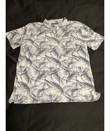 TravisMathew Men&#39;s Polo Shirt - Size L - White &amp; Gray/Charcoal Tropical ... - $25.67 CAD