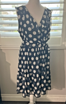DKNY Navy Blue Polka Dot Dress, Size 10, Pre-Owned - $23.99