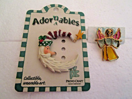 Vintage Christmas Pin Brooch Lot Adornables Santa, Glass Choir Angel pendant/pin - £9.29 GBP