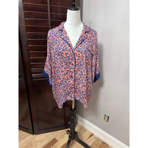 PJ Salvage Blouse Women&#39;s XL Multicolor Floral 3/4 Sleeve Collar Rayon New - $13.99