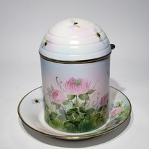 Antique Nippon Hand Painted 4 pc Lidded Honey Jam Jar Spoon Underplate Bees - £70.91 GBP
