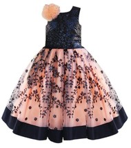 lehenga choli for kids girls nylon net readymade stiched Coral &amp; Black Sequins - £38.60 GBP