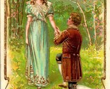 Vtg Cartolina 1910s Romance Non Usato Dorato &amp; Rilievo W Poesia Marriage - $13.27