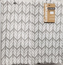 Set of 2 Printed Kitchen Towels (18&quot;x28&quot;) WHITE LEAVES ON GREY, Cuisinar... - £11.59 GBP