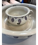 Enamelware wash basin graniteware rustic farmhouse tub 2pc lot antique w... - €126,05 EUR