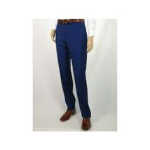 Mens Mantoni Flat Front Trousers Wool Super 140s Classic Fit 40901 French Blue image 10