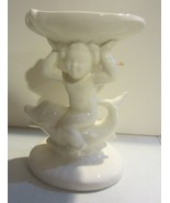 Vintage Ceramic Cherub on Dolphin w/Seashell Soap Dish - $16.10