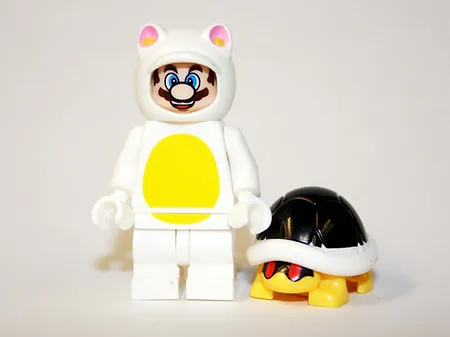 SM White Tanooki Mario with turtle The Super Mario Bros Collectible Mini... - $7.90