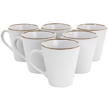 Elama Arthur 6 Piece Stoneware Mug Set in Matte White with Gold Rim - $72.49