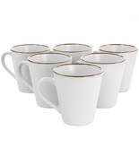 Elama Arthur 6 Piece Stoneware Mug Set in Matte White with Gold Rim - €61,72 EUR