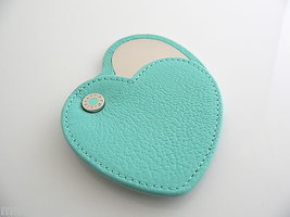 Tiffany &amp; Co Mirror Blue Leather Purse Heart Purse Mirror Beauty Love Gift Cool - £273.38 GBP