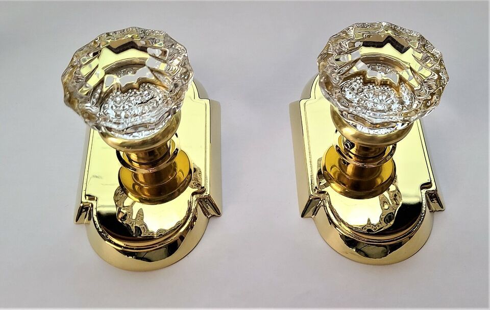 Arched Rosette Set w/ Old Town Crystal Door Knobs Antique Brass 8058OTUS... - $90.25