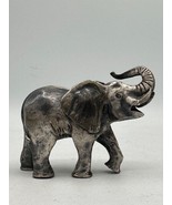 Vintage Pewter Elephant Trunk Up Handcrafted Figurine Taiwan 1995 PG Small - $11.64