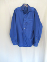 Izod men&#39;s shirt button up easy care Slim Fit 16  34/35 blue long sleeves - $14.65