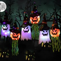 Halloween Outdoor Decoration Lighted Witch Hat Pumpkin And Ghost String Lights-  - £20.55 GBP