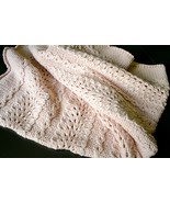 Pink baby girl blanket Cotton newborn wrap Hand knitted soft summer crib... - $130.00