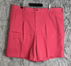 Lands&#39; End Pink Pleated Chino Cotton Shorts Mens Size 42 Deep Rose - $20.46