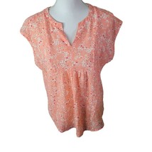 Liz Claiborne Sheer Pink Floral Blouse Lightweight Womens Size Small Melon - £8.86 GBP