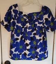 Womens M Rafaella Multicolor Floral Design Square Neck Shirt Top Blouse - £7.14 GBP