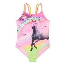 Wonder Nation Girls Unicorn One-Piece Swimsuit With UPF 50+Pink Size L (... - £13.27 GBP