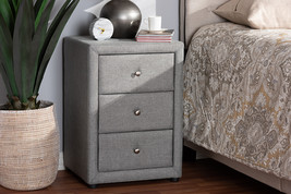 Amsterdam Gray Fabric Upholstered 3-Drawer Nightstand - $209.00