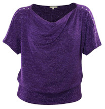 NY Collection Ladies Metallic Sweater Cowl-Neck Purple Jazz Plus Size 2X - £21.22 GBP