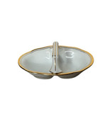 Vintage EAMAG Bavaria White Gold Trim Divided Double Salt Dip Small Bowl... - $14.84