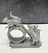 Ltd 1977 Franklin Mint Animals At Play Rabbit + Squirrel Silverplate Napkin Ring - £37.36 GBP