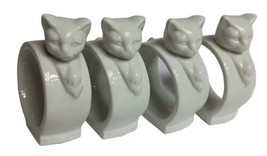 Set Of 4 White Cat Porcelain Napkin Rings - £11.87 GBP