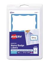 Avery Printable Self-Adhesive Name Badges, 2 1/3 x 3 3/8, Blue Border, 1... - £4.68 GBP