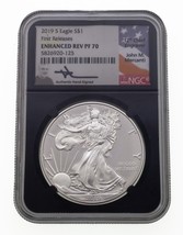 2019-S S$1 Silver Eagle Enhanced Reverse Proof NGC PF70 Mercanti w/ CoA - £2,724.71 GBP