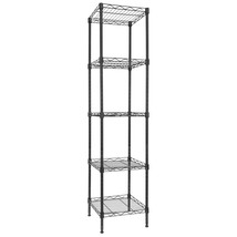 5 Tier Standing Shelving Metal Units, Adjustable Height Wire Shelf Displ... - £40.79 GBP