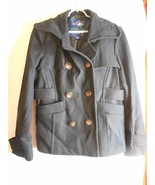 Black wool blend Pea Coat  Size L Green with Envy Double breasted - $89.98