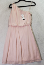 Adrianna Papell Sheath Dress Womens Size 6 Pink Chiffon One Shoulder Sid... - $37.01