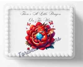 Red Baby Dragon Edible Image Year Of The Dragon Baby Shower Edible Birthday Cake - $16.47