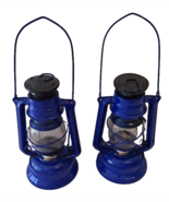 Two Meva Railroad Kerosene Paraffin Lantern Lamps #864 Czech Republic Blue - $83.40 CAD