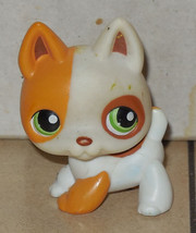 Hasbro Littlest Pet Shop Lps #127 Dog German Shepherd White Orange Green Eyes - £11.37 GBP