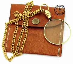 Vintage Magnifier Key Chain With Leather Case Nautical Pocket Magnifying Glass - £32.50 GBP