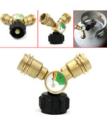 LP Propane Y Splitter Adapter Connector Tee w/ Tank Gauge Pressure Meter... - $20.56