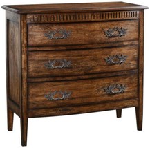 Chest of Drawers Colonial Bow Front Rustic Pecan Solid Wood, 3-Drawer Brass - £1,393.03 GBP