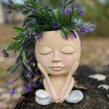 Sturdy Design | Girl Face Vase With Closed Eyes | Head Planter Pots | Succulent - £31.21 GBP