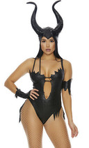 Sexy Forplay Beasty Villain Black Bodysuit Maleficent 4pc Costume 550342 - $89.99