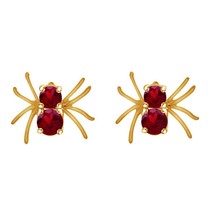 0.50Ct Round Ruby July Birthstone Spider Stud Earrings 14K Yellow Gold Plated - £53.22 GBP
