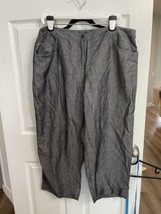 Eileen Fisher Cropped Linen Wide-Leg Pants Extra Large Charcoal Color Trousers - £25.51 GBP