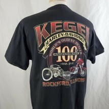 Harley Davidson T-Shirt 100th Anniversary Large Crew Double Sided Kegel Rockford - £16.02 GBP