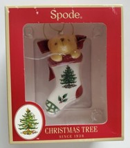 New Spode Christmas Tree Teddy Bear in Stocking Ceramic Ornament - £10.27 GBP